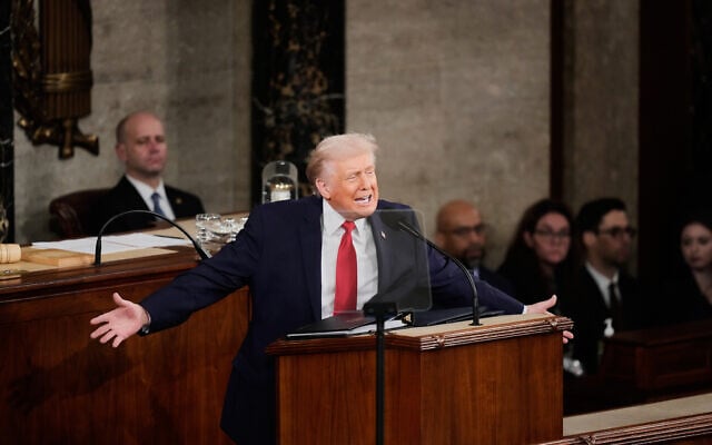 US President Donald Trump delivers his State of the Union address to a joint session of Congress in the House chamber at the US Capitol in Washington, February 24, 2026. (AP Photo/Alex Brandon) US President Donald Trump delivers his State of the Union address to a joint session of Congress in the House chamber at the US Capitol in Washington, February 24, 2026. (AP Photo/Alex Brandon)