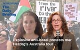 Pro-Palestinian protesters take part in a demonstration against Israeli President Isaac Herzog's visit to Australia in Sydney on February 9, 2026. (Photo by Saeed KHAN / AFP)