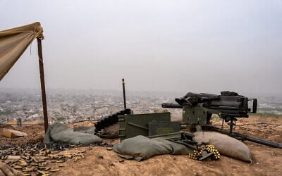 A view of Gaza City's Shejaiya neighborhood from an Israeli army position in the Gaza Strip, February 9, 2026. (Emanuel Fabian/Times of Israel)