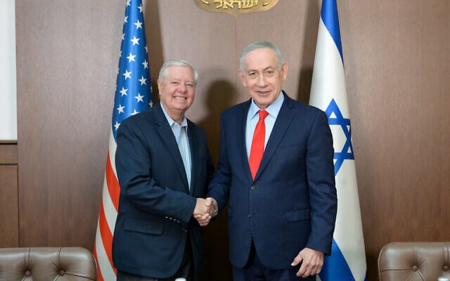 Prime Minister Benjamin Netanyahu hosts visiting US Senator Lindsey Graham in Jerusalem, February 16, 2026. (Maayan Toaf/GPO)
