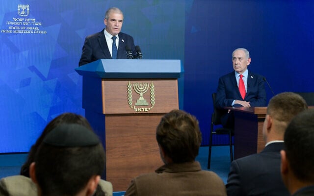 Government hostage pointman Gal Hirsch speaks at a press conference in Jerusalem on January 27, 2026. Prime Minister Benjamin Netanyahu is at right. (Maayan Toaf/GPO) Government hostage pointman Gal Hirsch speaks at a press conference in Jerusalem on January 27, 2026. Prime Minister Benjamin Netanyahu is at right. (Maayan Toaf/GPO)