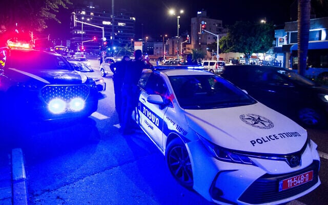 Illustrative: A police vehicle at a crime scene in Netanya, September 30, 2023. (Flash90/ File)