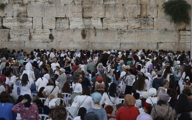 Jewish women pray at the Western Wall, Judaism's holiest prayer site in the Old City of Jerusalem, July 8, 2024. (Chaim Goldberg/Flash90) Jewish women pray at the Western Wall, Judaism's holiest prayer site in the Old City of Jerusalem, July 8, 2024. (Chaim Goldberg/Flash90)