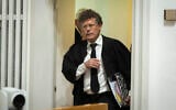 Supreme Court President Isaac Amit  arrives for a hearing on petitions against the government’s dismissal of Attorney General Gali Baharav-Miara, at the Supreme Court in Jerusalem, December 1, 2025. (Chaim Goldberg/Flash90)