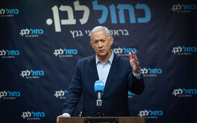 Blue and White chairman Benny Gantz speaks at a faction meeting at the Knesset, the Israeli parliament in Jerusalem, on February 9, 2026. (Yonatan Sindel/Flash90) Blue and White chairman Benny Gantz speaks at a faction meeting at the Knesset, the Israeli parliament in Jerusalem, on February 9, 2026. (Yonatan Sindel/Flash90)
