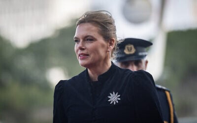 President of the German Bundestag Julia Kloeckner meets with Knesset Speaker Amir Ohana (not pictured) during a welcome ceremony at the Knesset in Jerusalem, February 11, 2026. (Yonatan Sindel/Flash90)