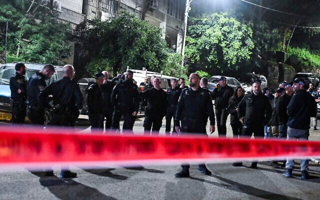 Illustrative: Police at the scene where two people were killed in Haifa, February 18, 2026. (Flash90) Illustrative: Police at the scene where two people were killed in Haifa, February 18, 2026. (Flash90)