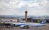 An El Al aircraft, at Ben Gurion International Airport near Tel Aviv, on February 25, 2026. (Chaim Goldberg/ Flash90)