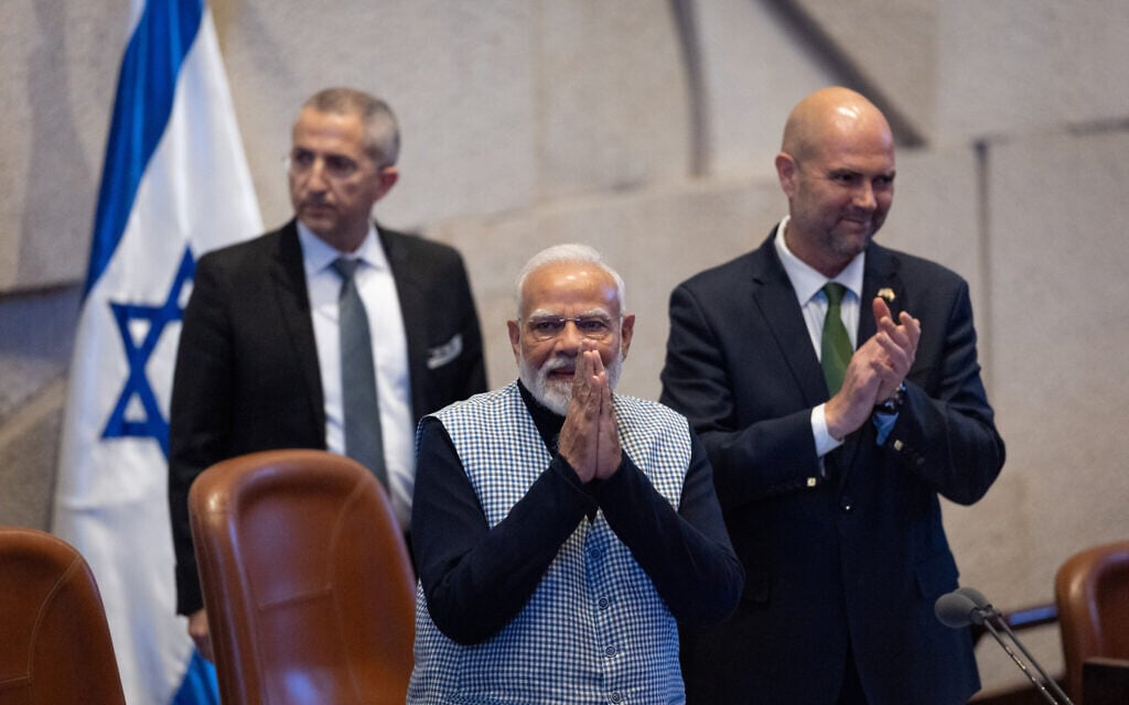 Indian Prime Minister Narendra Modi at the Knesset in Jerusalem during Modi’s official visit to Israel on February 25, 2026 (Yonatan Sindel/Flash90) Indian Prime Minister Narendra Modi at the Knesset in Jerusalem during Modi’s official visit to Israel on February 25, 2026 (Yonatan Sindel/Flash90)