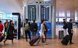 Illustrative: Travelers are seen at the Ben Gurion International airport near Tel Aviv, February 26, 2026. (Avshalom Sassoni/Flash90)