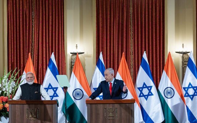Indian Prime Minister Narendra Modi and Prime Minister Benjamin Netanyahu hold a joint press conference at the King David Hotel in Jerusalem, February 26, 2026. (Yonatan Sindel/Flash90) Indian Prime Minister Narendra Modi and Prime Minister Benjamin Netanyahu hold a joint press conference at the King David Hotel in Jerusalem, February 26, 2026. (Yonatan Sindel/Flash90)