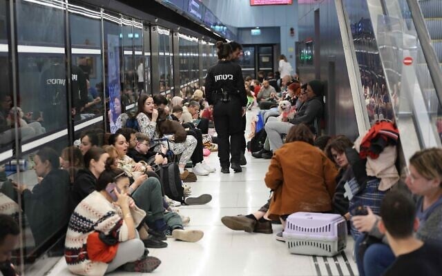 People take shelter in an underground train station in Ramat Gan, during ongoing missile attacks from Iran, February 28, 2026. (Oren Cohen/Flash90) People take shelter in an underground train station in Ramat Gan, during ongoing missile attacks from Iran, February 28, 2026. (Oren Cohen/Flash90)