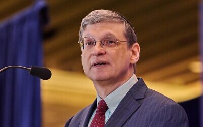 Yoram Hazony speaks at the National Conservative convention in Washington, DC, September 2, 2025. (Dominic Gwinn / Middle East Images via AFP/ via JTA)