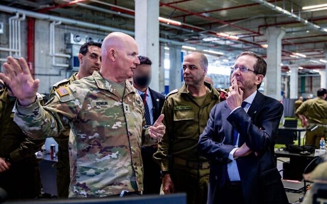 President Isaac Herzog (R) visits the Gaza Civil-Military Coordination Center in Kiryat Gat, Feberuary 18, 2026 (Kobi Gideon/GPO) President Isaac Herzog (R) visits the Gaza Civil-Military Coordination Center in Kiryat Gat, Feberuary 18, 2026 (Kobi Gideon/GPO)