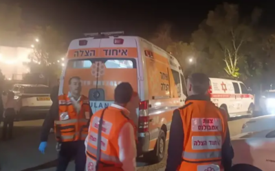 Paramedics at the scene of a wedding in central Israel after the groom suffered cardiac arrest, February 2, 2026 (United Hatzalah)