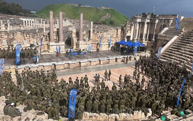 A handover ceremony for the commander of the IDF's Hasmonean Brigade for ultra-Orthodox troops in the northern city of Beit She'an, February 3, 2026. (Israel Defense Forces)