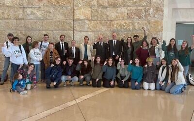 Petitioners against the government's climate policy pose at the High Court of Justice in Jerusalem on February 23, 2026. (Green Course)