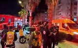 Rescue services on the scene of a fire in Netanya, Israel, on February 25, 2026. (Magen David Adom)
