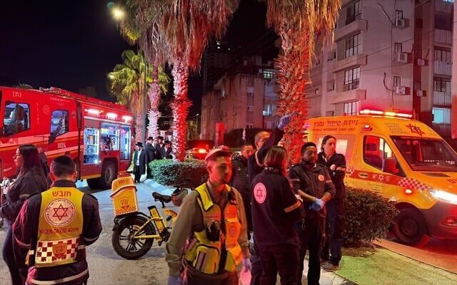 Rescue services on the scene of a fire in Netanya, Israel, on February 25, 2026. (Magen David Adom) Rescue services on the scene of a fire in Netanya, Israel, on February 25, 2026. (Magen David Adom)