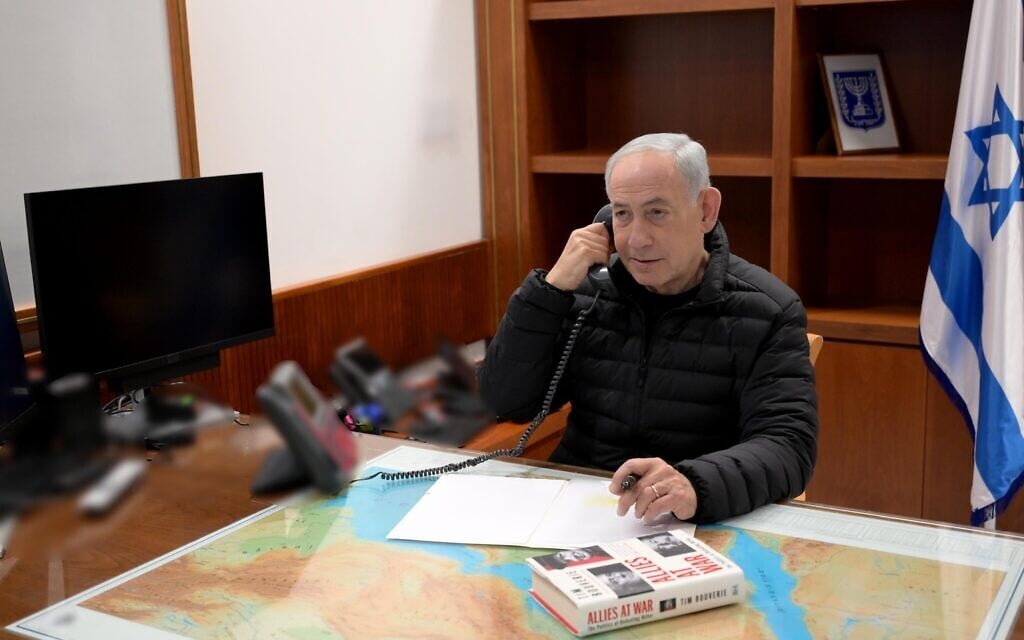 Prime Minister Benjamin Netanyahu speaks to US President Donald Trump on February 28, 2026 (GPO/ Avi Ohayon)