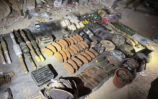 A cache of weapons that the IDF says it found in a Hamas tunnel in northern Gaza's Beit Hanoun, in a handout photo published on February 26, 2026. (Israel Defense Forces) A cache of weapons that the IDF says it found in a Hamas tunnel in northern Gaza's Beit Hanoun, in a handout photo published on February 26, 2026. (Israel Defense Forces)