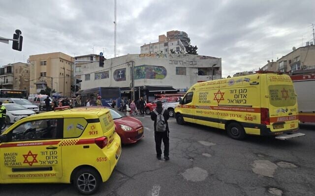 Magen David Adom ambulances are seen at the scene of a bus crash in Ramat Gan, central Israel, on February 6, 2026. (Magen David Adom) Magen David Adom ambulances are seen at the scene of a bus crash in Ramat Gan, central Israel, on February 6, 2026. (Magen David Adom)