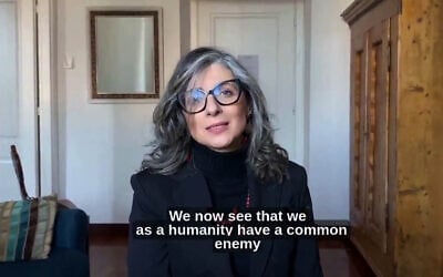 Screen capture from video of UN Special Rapporteur for the Palestinian Territories Francesca Albanese, during an Al-Jazeera forum, February 8, 2026. (X)