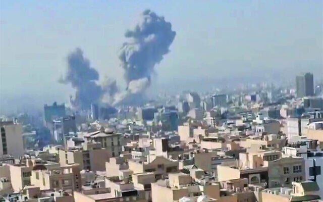 Smoke rising in Tehran, February 28, 2026. (X screenshot) Smoke rising in Tehran, February 28, 2026. (X screenshot)