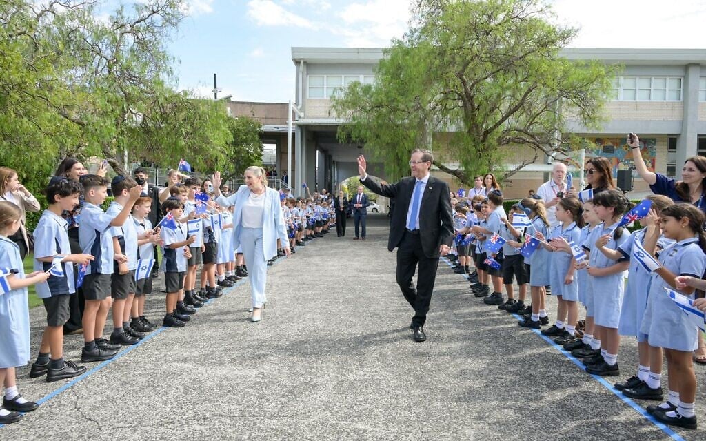 First Lady Michal Herzog and President Isaac Herzog visit Moriah College in Sydney on February 10, 2026 (Maayan Toaf/GPO) First Lady Michal Herzog and President Isaac Herzog visit Moriah College in Sydney on February 10, 2026 (Maayan Toaf/GPO)