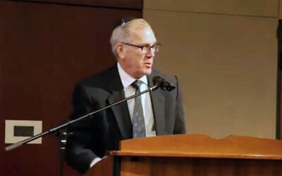 Peter Deutsch, founder of the Ben Gamla Jewish Charter School Foundation, addresses the Oklahoma Statewide Charter School Board on January 12, 2026, in Oklahoma City. (Screenshot via JTA)