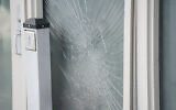 Damage at the US Embassy after a loud bang was reported at the site, in Oslo, Norway, March 8, 2026. (NTB/Fredrik Varfjell/via REUTERS)