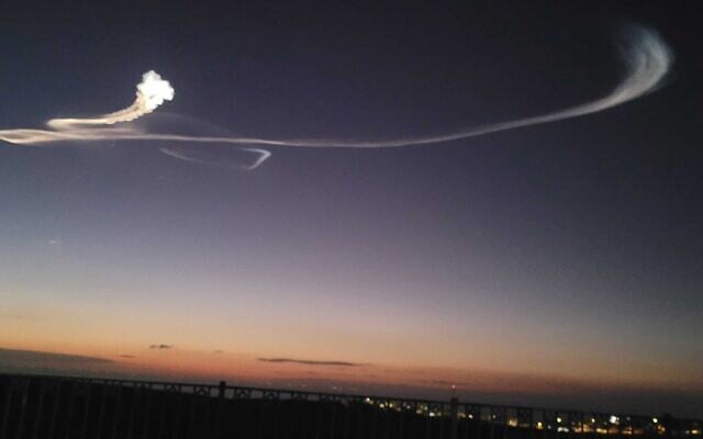 An Israeli interception of an Iranian missile over the West Bank on March 31, 2026. (Josh Davidovich/Times of Israel) An Israeli interception of an Iranian missile over the West Bank on March 31, 2026. (Josh Davidovich/Times of Israel)