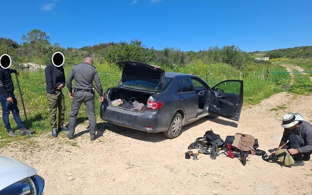 Suspects caught at looting antiquities at Horvat Hadarim in northern Israel in March 2026. (Border Police Spokesperson) Suspects caught at looting antiquities at Horvat Hadarim in northern Israel in March 2026. (Border Police Spokesperson)