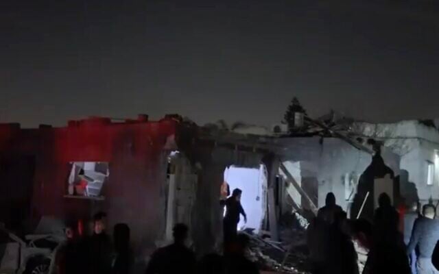 A damaged home is seen in the northern Arab town of Zarzir after a missile impact, early March 13, 2026, amid an Iranian ballistic missile attack on Israel. (X screenshot) A damaged home is seen in the northern Arab town of Zarzir after a missile impact, early March 13, 2026, amid an Iranian ballistic missile attack on Israel. (X screenshot)