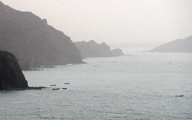A picture taken on August 10, 2018, during a trip in Yemen organized by the UAE's National Media Council shows a view of Yemeni fishing boats along the Yemeni side of the strategic strait of Bab el-Mandab. (Karim Sahib/AFP)