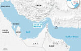 A map of the Gulf locating Strait of Hormuz and the ports of Jask and Kharg Island in Iran. (Laurence SAUBADU/AFP)