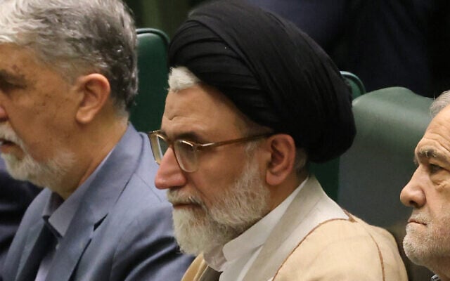 Iran's Minister of Intelligence Esmaeil Khatib in Iran's parliament in the capital Tehran, on August 17, 2024 (ATTA KENARE / AFP)