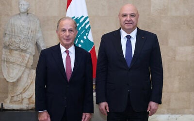 Lebanese President Joseph Aoun posing with US ambassador to Lebanon Michel Issa (L) at the presidential palace of Baabda, east of Beirut, on November 17, 2025. (HANDOUT / Lebanese Presidency / AFP) Lebanese President Joseph Aoun posing with US ambassador to Lebanon Michel Issa (L) at the presidential palace of Baabda, east of Beirut, on November 17, 2025. (HANDOUT / Lebanese Presidency / AFP)