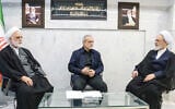 The second meeting of the Interim Leadership Council attended by President Masoud Pezhakian (C) Judiciary Chief Gholamhossein Mohseni Ejei (L) and Alireza Aarafi (R), a member of the Guardian Council's jurist, in Tehran, in a photo made available on March 2, 2026. (Handout / IRIBNEWS / AFP)