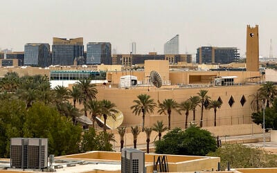 The US embassy headquarters in Riyadh is pictured on March 3, 2026, after it was hit by drone strikes earlier. (AFP)