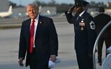 US President Donald Trump disembarks from Air Force One upon arrival at Miami International Airport in Miami, Florida, on March 7, 2026, after traveling to Dover Air Force Base for a dignified transfer solemn event for six US soldiers killed in an Iranian strike in Kuwait. (SAUL LOEB / AFP)