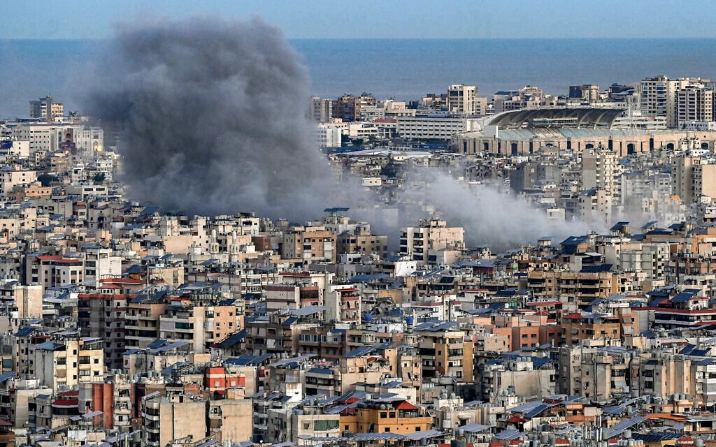 Smoke plumes rise from the site of an Israeli airstrike on Beirut's southern suburbs on March 9, 2026. (Fadel Itani / AFP) Smoke plumes rise from the site of an Israeli airstrike on Beirut's southern suburbs on March 9, 2026. (Fadel Itani / AFP)