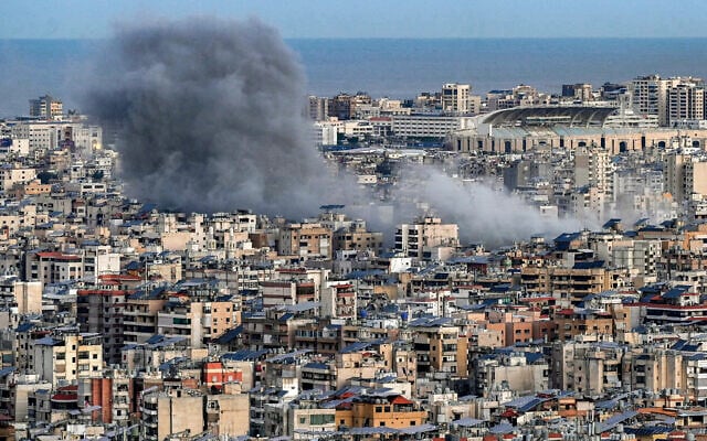 Smoke plumes rise from the site of an Israeli airstrike on Beirut's southern suburbs on March 9, 2026. (Fadel Itani / AFP) Smoke plumes rise from the site of an Israeli airstrike on Beirut's southern suburbs on March 9, 2026. (Fadel Itani / AFP)