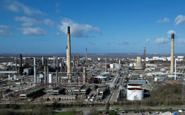 An aerial view shows Stanlow Refinery, an oil refinery owned by Essar Energy in Ellesmere Port, northwest England on March 11, 2026 (Paul ELLIS / AFP) An aerial view shows Stanlow Refinery, an oil refinery owned by Essar Energy in Ellesmere Port, northwest England on March 11, 2026 (Paul ELLIS / AFP)