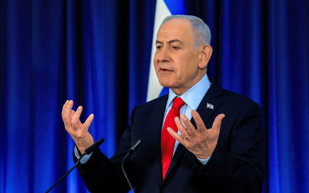 Prime Minister Benjamin Netanyahu gives a press conference in Jerusalem on March 19, 2026. (Ronen Zvulun / POOL / AFP) Prime Minister Benjamin Netanyahu gives a press conference in Jerusalem on March 19, 2026. (Ronen Zvulun / POOL / AFP)