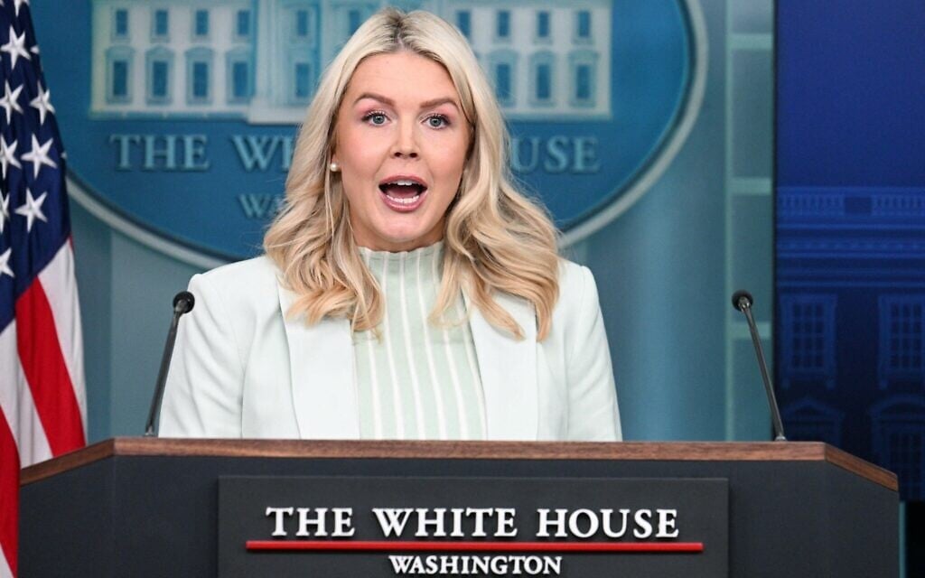 White House Press Secretary Karoline Leavitt speaks during a press briefing at the White House in Washington, DC, on March 25, 2026. (Jim Watson/AFP)