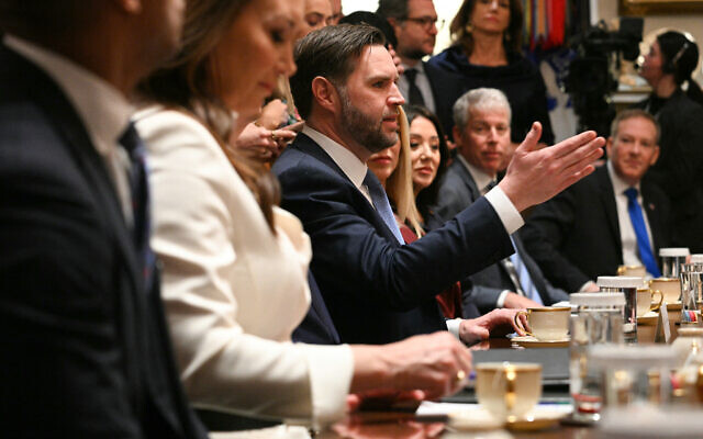 US Vice President JD Vance speaks during a cabinet meeting in the Cabinet Room of the White House in Washington, DC, on March 26, 2026. (Jim WATSON / AFP)