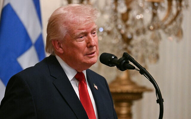 US President Donald Trump speaks during a Greek Independence Day celebration in the East Room of the White House in Washington, DC, on March 26, 2026. (Jim WATSON / AFP)