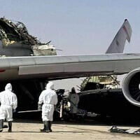 This UGC image posted on social media on March 29, 2026, and verified by AFP staff appears to show a destroyed US Air Force Airborne Warning and Control System (AWACS) aircraft, primarily used for air traffic control, in the aftermath of a projectile strike at Prince Sultan Airbase in Saudi Arabia. (UGC / AFP)