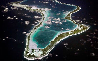 This undated image released by US Navy shows an aerial view of Diego Garcia in the Indian Ocean. (US Navy via AP)